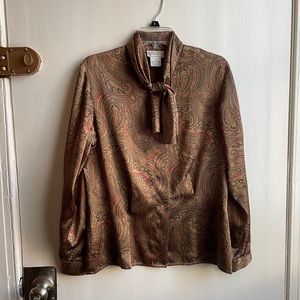 Evan Picone 90s paisley shirt with neck tie - women’s sz 10